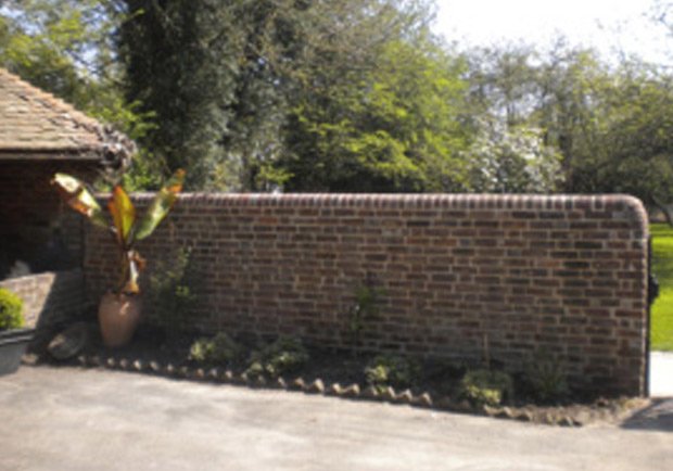 Brick wall after repointing